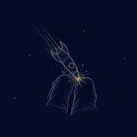 An AI illustration of “The ROCKET crashes through your knees.”